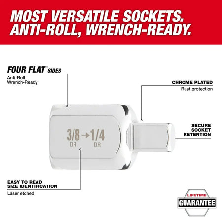 Milwaukee 42-04-9113 - 1/2" Drive 1/2"F X 3/8"M Adapter - Wise Line Tools