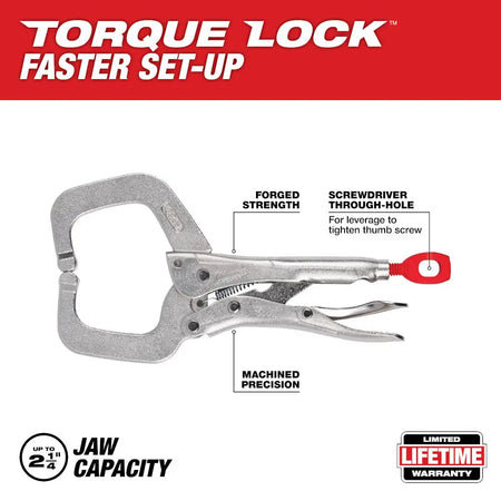 Milwaukee 48-22-3532 - 6 in. TORQUE LOCK™ Locking C-Clamp With Regular Jaws - Wise Line Tools