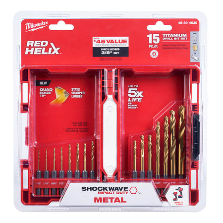 Milwaukee 48-89-4630 - SHOCKWAVE™ Titanium Drill Bit Set - 15PC - Wise Line Tools