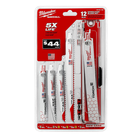 Milwaukee 49-22-3329 - SAWZALL Demolition Wood and Metal Cutting Bi-Metal Reciprocating Blade Set (12 Piece) - Wise Line Tools