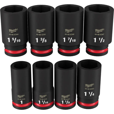 Milwaukee 49-66-7018 - 8PC SHOCKWAVE Impact Duty™ 3/4" Drive SAE Deep 6 Point Socket Set - Wise Line Tools