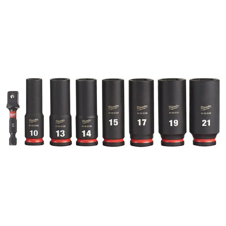 Milwaukee 49-66-7021 - 8PC SHOCKWAVE Impact Duty™ 3/8" Drive Metric Deep 6 Point Socket Set - Wise Line Tools