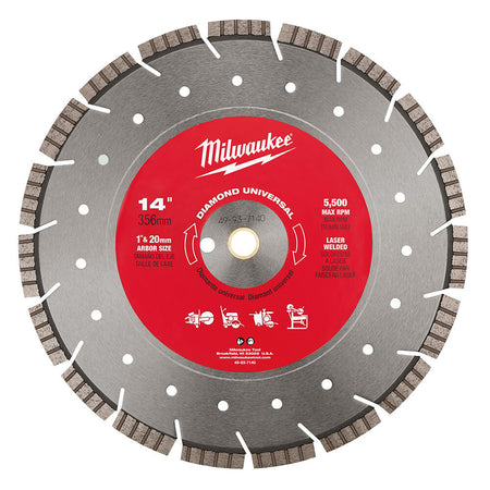 Milwaukee 49-93-7140 - 14 in. Diamond Universal Segmented-Turbo - Wise Line Tools