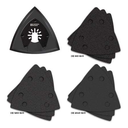 Milwaukee IBOTSPV-10 - Imperial Blades IBOTSPV-10 One Fit™ 3-1/2" Oscillating Triangle Sanding Pad + Sandpaper Variety Pack, 10PC IMPERIAL BLADES