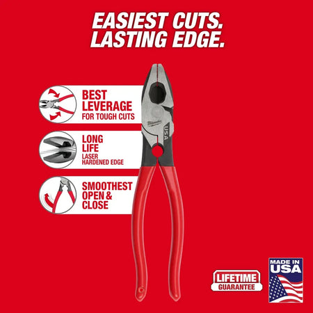 Milwaukee MT500T - 9" Lineman's Dipped Grip Pliers w/ Thread Cleaner (USA) - Wise Line Tools