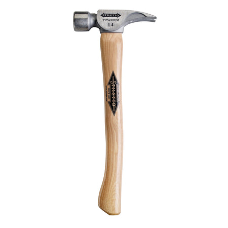 Milwaukee TI14SC - 14 oz Titanium Smooth Face Hammer with 18 in. Curved Hickory Handle - Wise Line Tools
