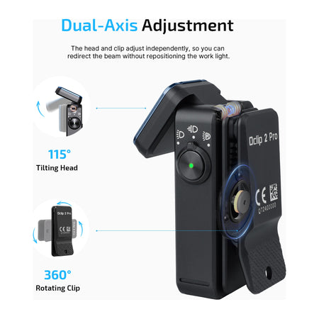 OLIGHT Oclip 2 Pro - dual-axis adjustment, 115° tilt and 360° clip