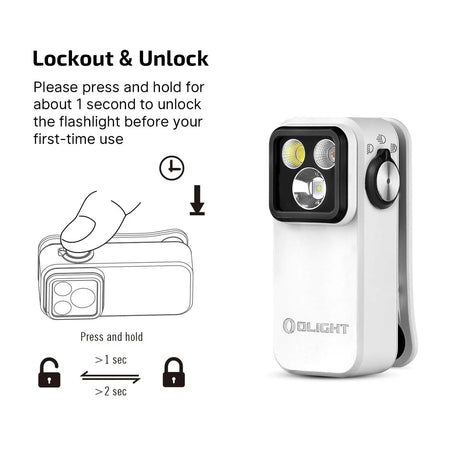 OLIGHT OCLIPPRO-WH - Oclip Pro Clip on Flashlight w Floodlight, Spotlight & Red Light - White OLIGHT