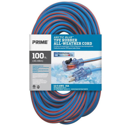 Prime LT530835 Extra Heavy Duty 100-Foot Artic Blue All-Weather Extension Cord - Wise Line Tools
