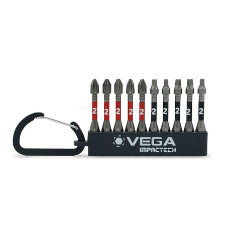 VEGA T150P2R2CS10 - 2-Inch Phillips #2 / Square #2 Combo Torsion Bits - 10-Pack