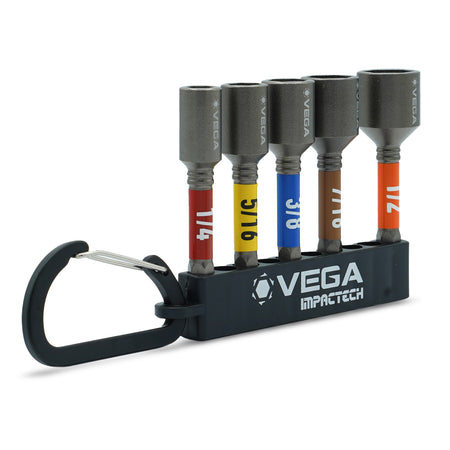 VEGA T165MNCS5 - 5-Piece Magnetic Nutsetter Set with Carabiner