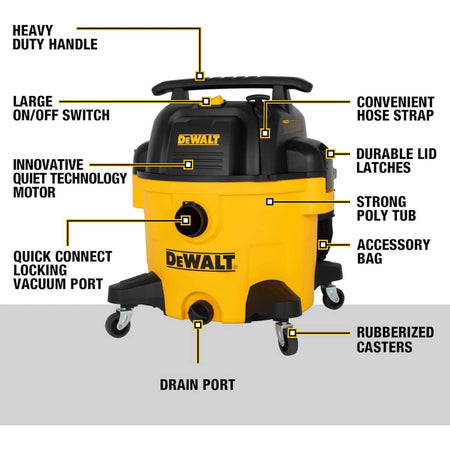 DEWALT DXV09P - 9 Gallon 5 Peak HP Poly Wet/Dry Vacuum
