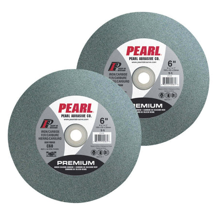 Pearl Abrasive BG610060 - 6" x 1" x 1" Premium Green Silicon Carbide Bench Grinding Wheel - 60 Grit