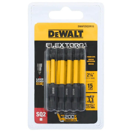 DEWALT DWAF2SQ2IR15 - ELITE SERIES™ 2-1/4-in SQ2 Flextorq Impact Ready Bits (15-Pack)
