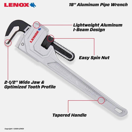 LENOX LXHT90618 - 18-Inch Aluminum Pipe Wrench