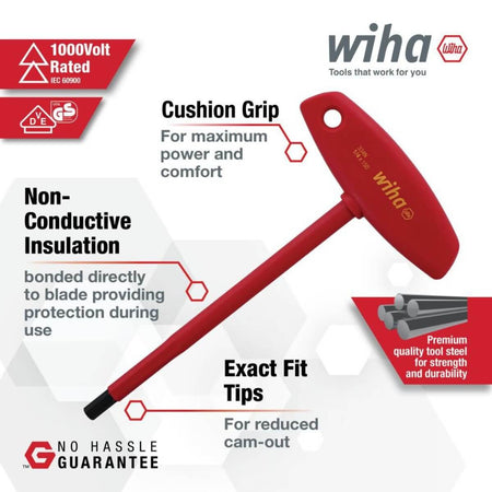 WIHA WIH-33490 - 6-Piece Insulated T-Handle Hex Screwdriver Set (SAE)