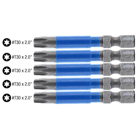 WIHA 70279 - TerminatorBlue T30 Torx Impact Bits 5-Pack (2-Inch)