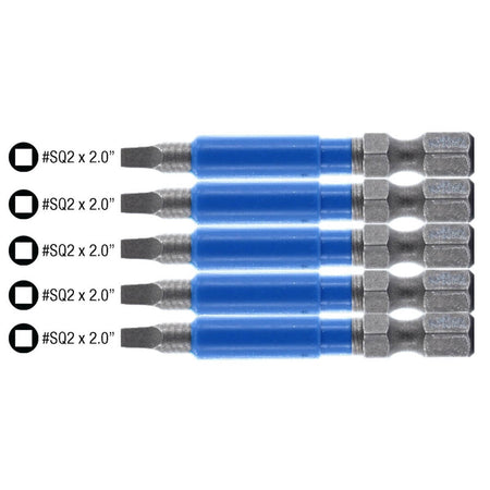 WIHA 70282 - Terminator Blue Impact Square #2 Power Bit - 2" (5 Pack)