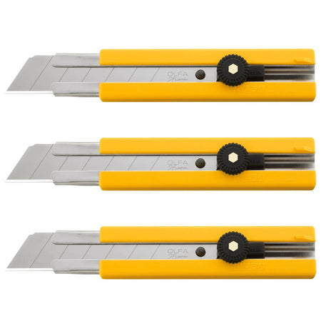 OLFA H-1/CP3 - Classic Extra Heavy-Duty Ratchet-Lock Utility Knife with Anti-Slip Grip (3-Pack)
