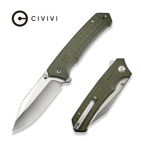 CIVIVI C23055-2 - Tacticorix Flipper Knife, 3.7" Satin Nitro-V Blade, OD Green G10 Handle