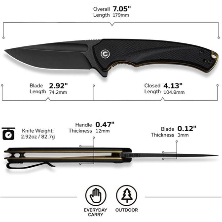 CIVIVI C24040-1 - Voidflare Flipper Folding Knife - Black G10