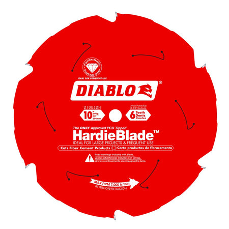 DIABLO D1006DHC - 10-Inch x 6-Teeth Polycrystalline Diamond (PCD) Tipped Fiber Cement Saw Blade