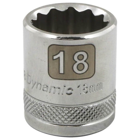 DYNAMIC GT-D009118 - 3/8" Drive 12 Point 18mm Metric Chrome Socket