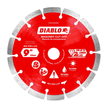 Diablo DMADS0900 9″ Diamond Segmented Cut-Off Disc for Masonry