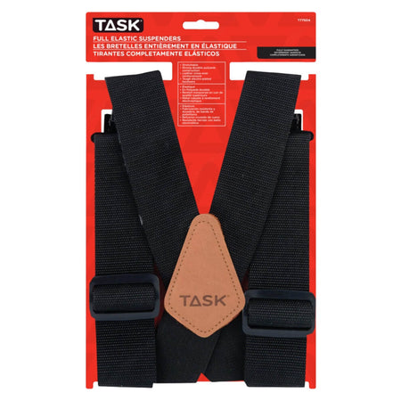 TASK T77504 - 2-Inch Heavy-Duty Fully Elastic Work Suspenders - Black