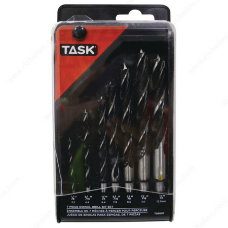 Tâche T56007 - Jeu de 7 forets à chevilles - Coffret en plastique
