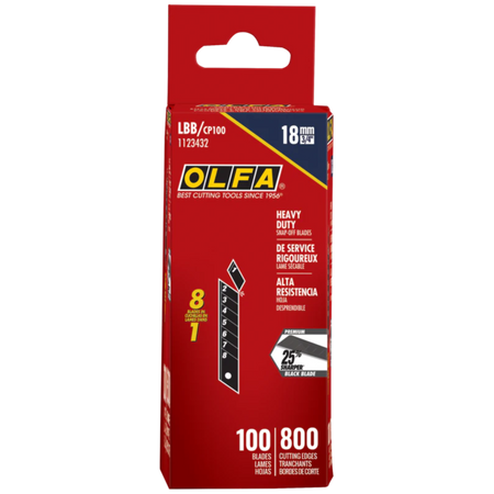OLFA LBB/CP100 - 100pk 18mm UltraSharp Snap-Off Black Blade