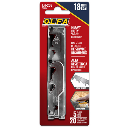OLFA LH-20B - 5pk 18mm Snap-Off Hook Blade