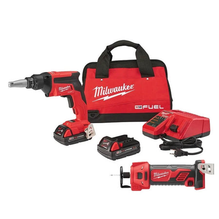 MILWAUKEE 2866-22CTP - M18 FUEL Brushless Cordless Drywall Screw Gun Compact Kit with M18 Cutout Tool