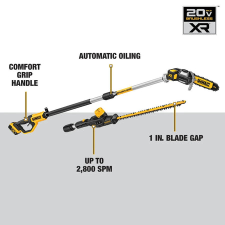 DEWALT DCKO86P1 - 20V MAX* Brushless Cordless Pole Saw and Pole Hedge Trimmer Combo Kit