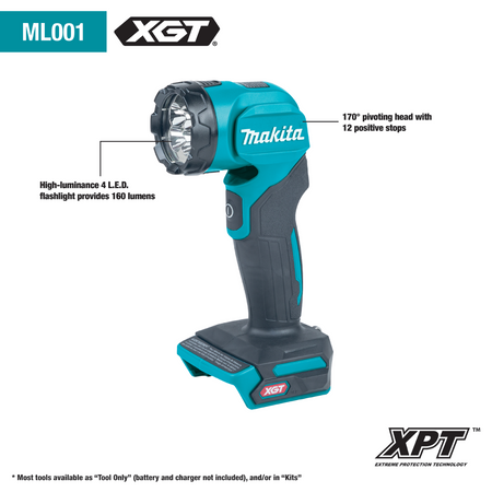 MAKITA ML001G - 40V Max XGT LED FLASHLIGHT 160 LUMENS