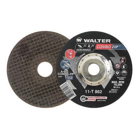 WALTER WAL-11T862V - 5 Pack of Depressed Center Cut-Off Wheel, Type 27, 0.0781 in Thick, Aluminum Oxide
