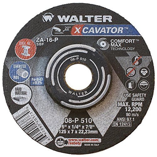 Walter  08P510 - Depressed Center Grinding Wheel, Type 27, 0.25 in Thick, Zirconia Alumina