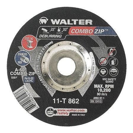 Walter 11T862- Depressed Center Cut-Off Wheel, Type 27, 0.0781 in Thick, Aluminum Oxide