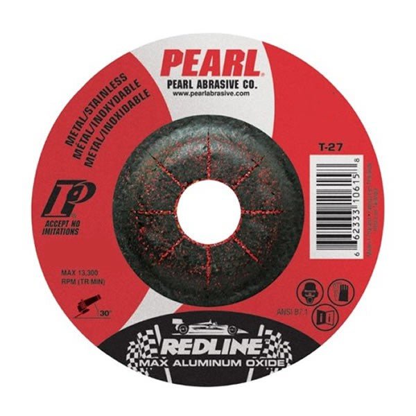 PEARL REDLINE DCRED50  -   5 X 1/4 X 7/8 ALUMINUM OXIDE MAX A.O. TYPE 27 GRINDING WHEELS (PACK OF