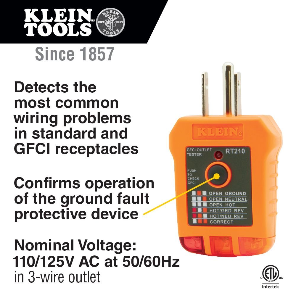Klein RT210  -  GFCI Receptacle Tester