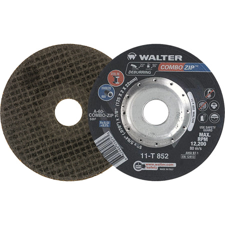 WALTER WAL-11T852V - Depressed Center Cut-Off Wheel, Type 27, 0.0781 in Thick, Aluminum Oxide - 5pk
