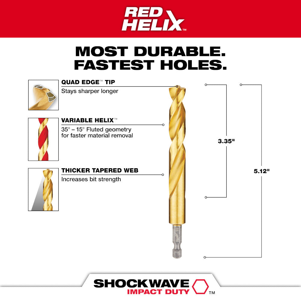 Milwaukee 48-89-4624 - 27/64 in. Titanium SHOCKWAVE™ Drill Bit