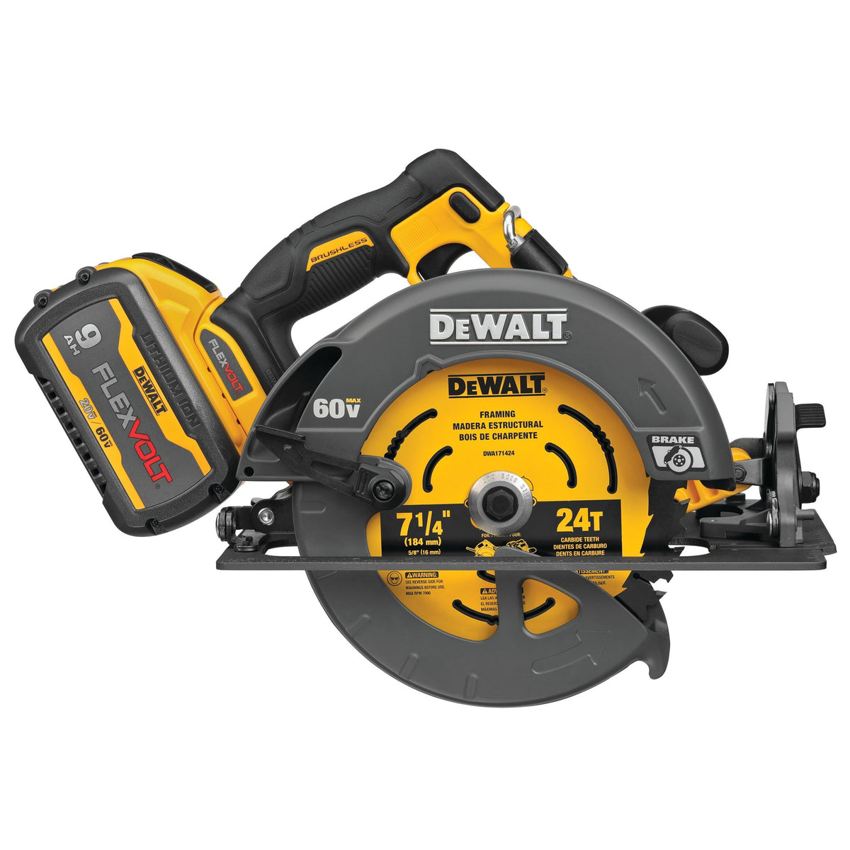 DEWALT DCS578X1 FLEXVOLT 60V MAX Brushless 7-1/4 in. Cordless Circular Saw Kit with Brake - product view