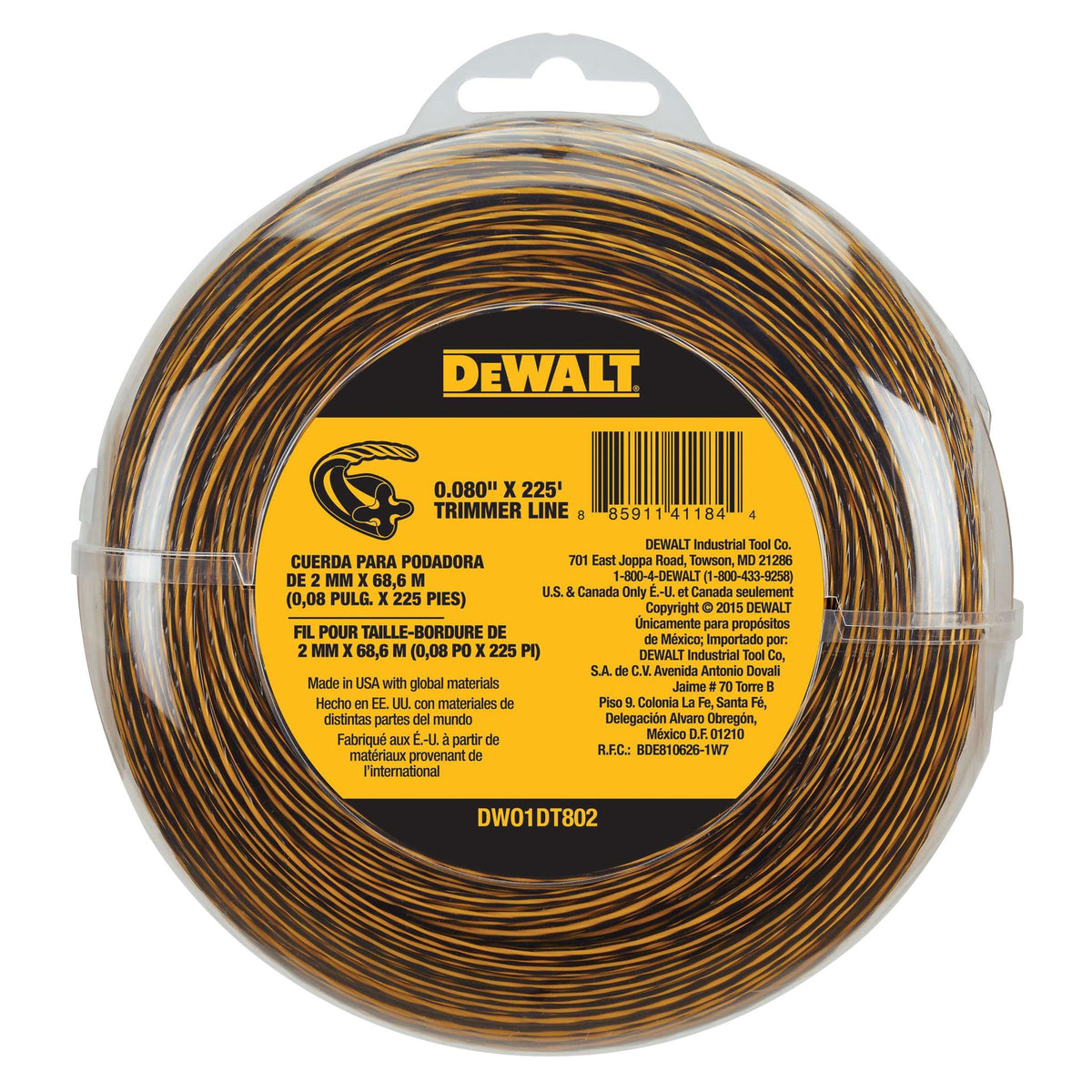 DEWALT DWO1DT802 0.080 in x 225 ft Trimmer Line - product view