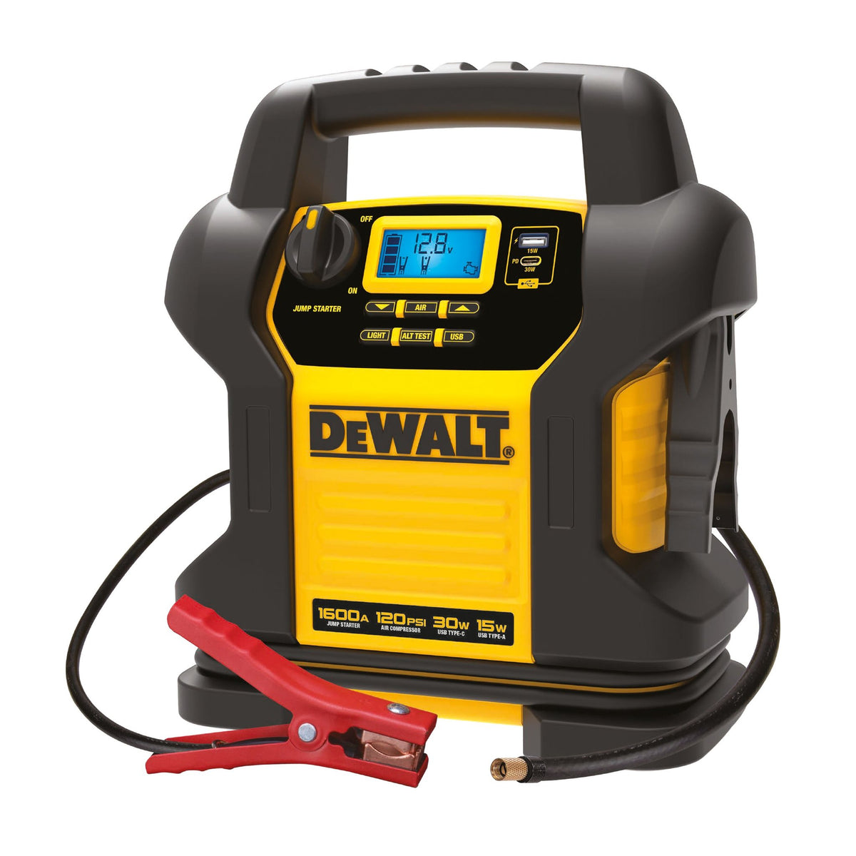 DEWALT DXAEJ14-CA 1600 Peak Amp Jump Starter with Digital Compressor and USB Power Bank - product view