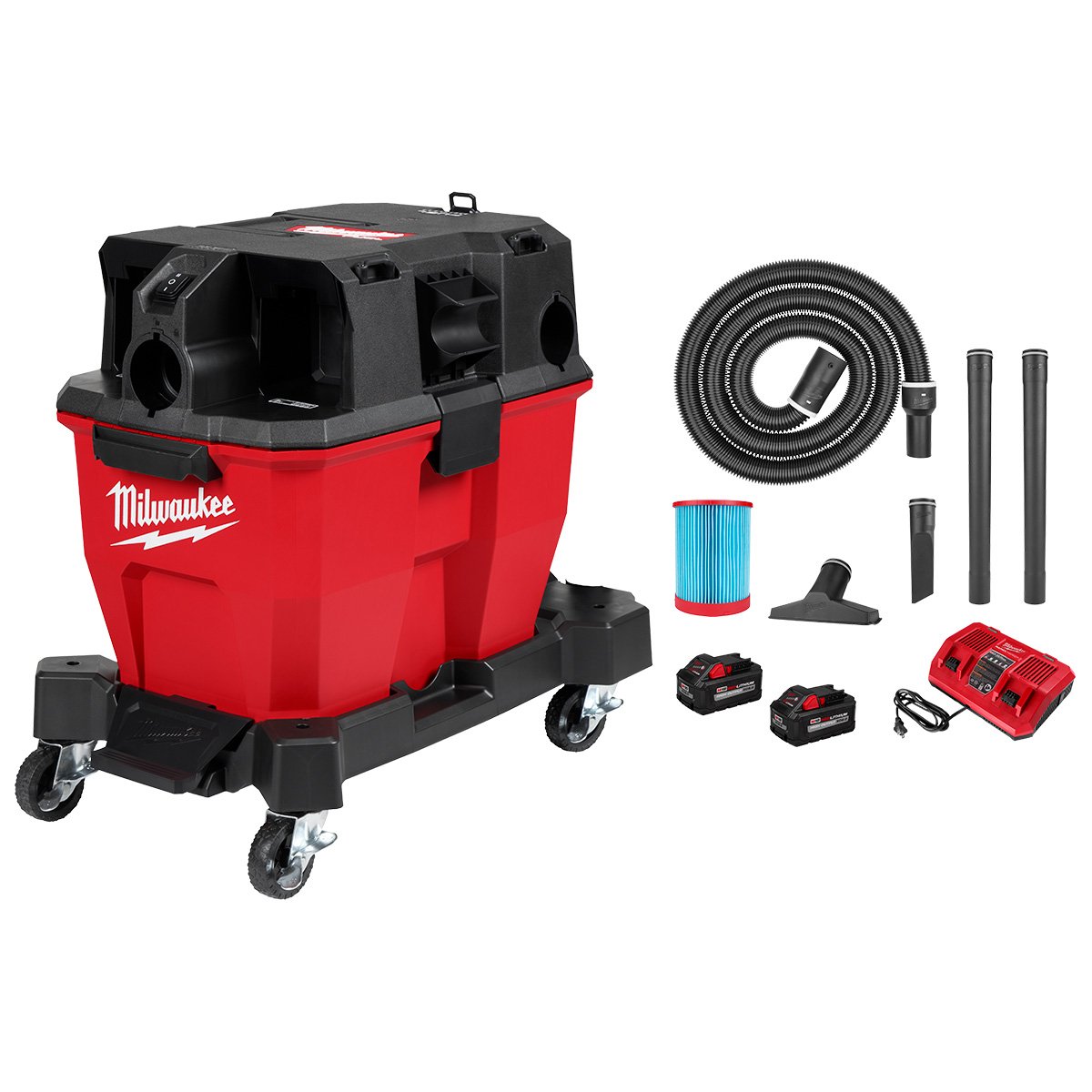 Milwaukee 0920-22HD M18 FUEL™ 9 Gallon Dual-Battery Wet/Dry Vacuum Kit - kit contents