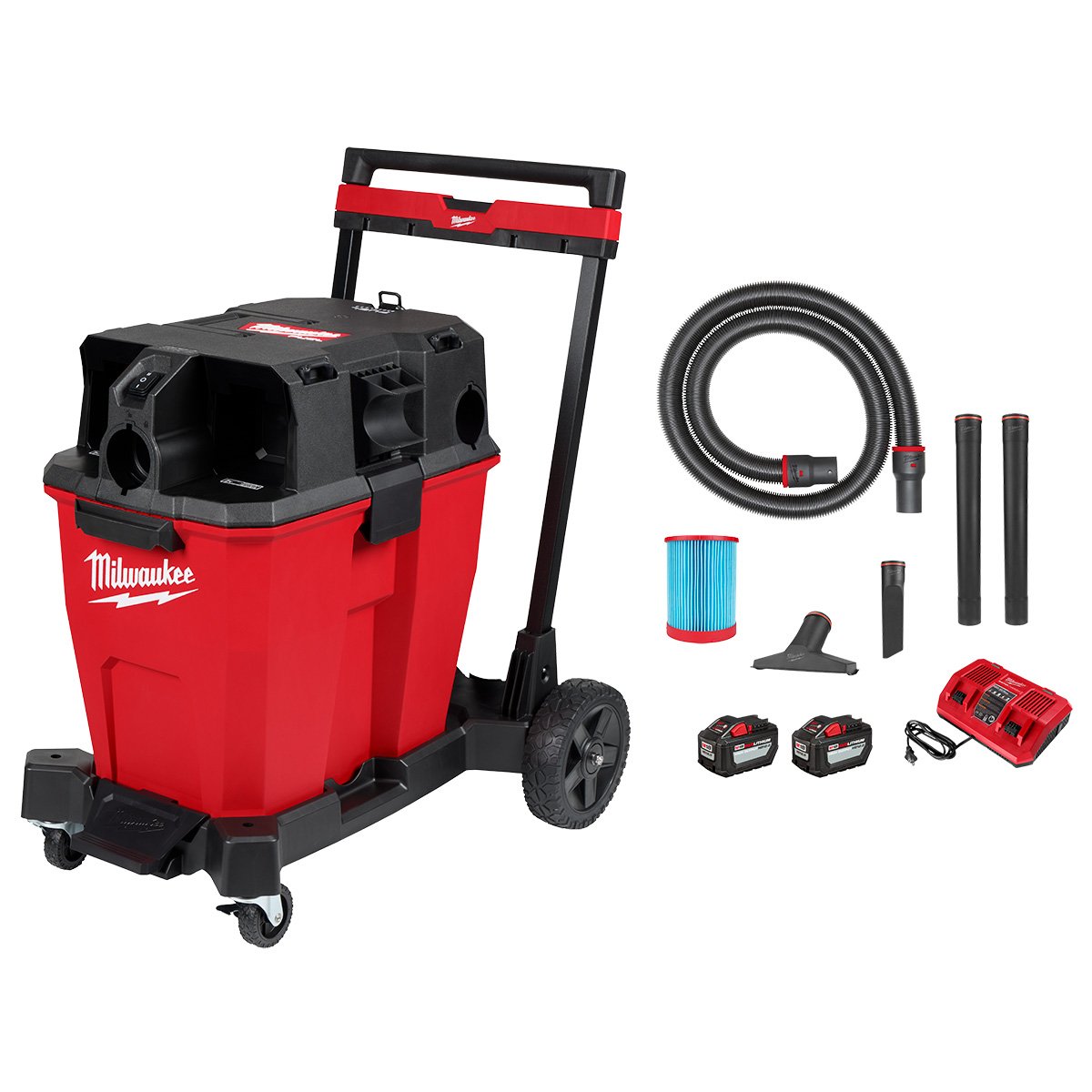 Milwaukee 0930-22HD M18 FUEL™ 12 Gallon Dual-Battery Wet/Dry Vacuum Kit - kit contents