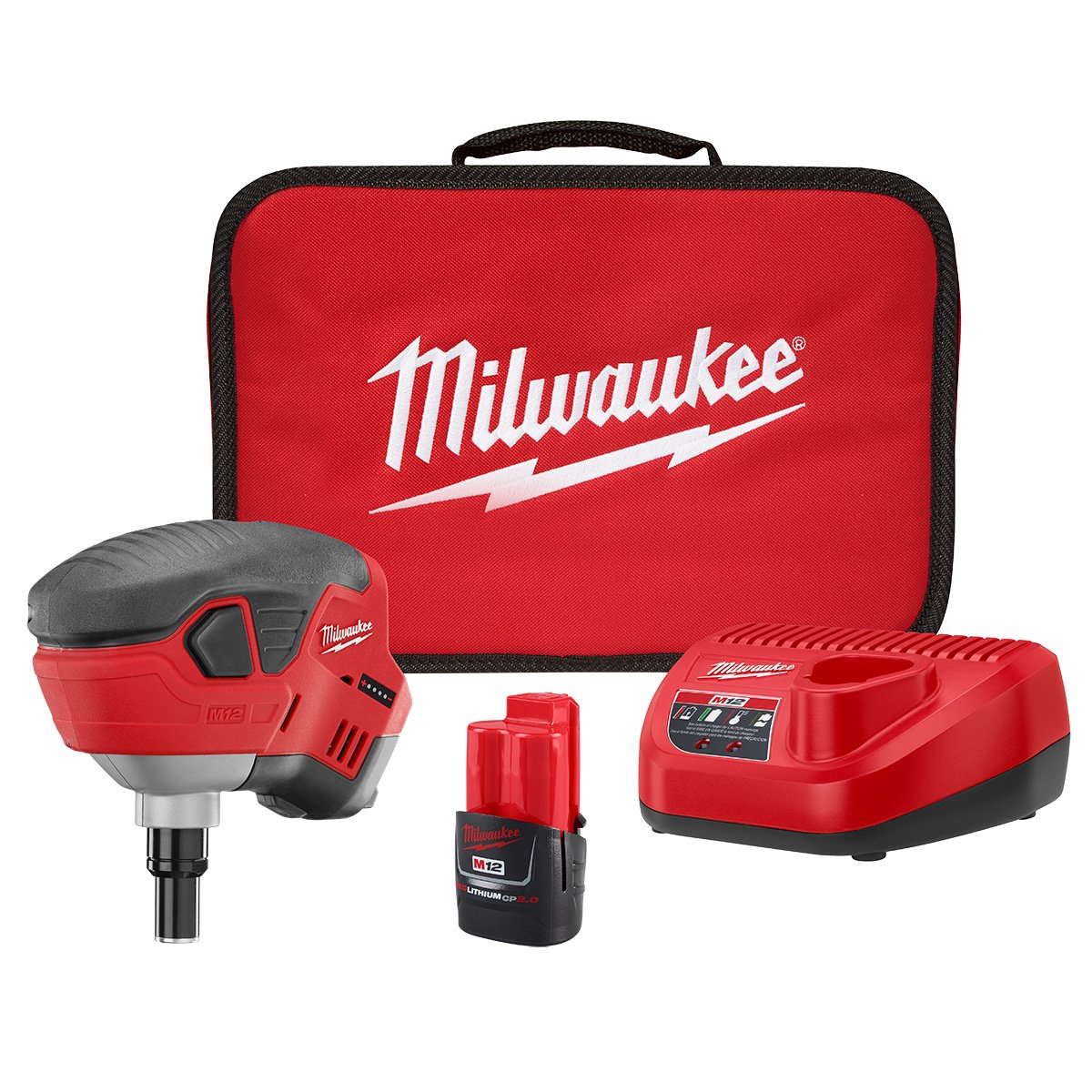 Milwaukee 2458-21 M12™ Cordless Lithium-Ion Palm Nailer Kit - kit contents