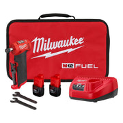 Milwaukee 2485-22 M12 FUEL™ 1/4" Right Angle Die Grinder Kit - kit contents