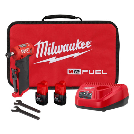 Milwaukee 2485-22 M12 FUEL™ 1/4" Right Angle Die Grinder Kit - kit contents